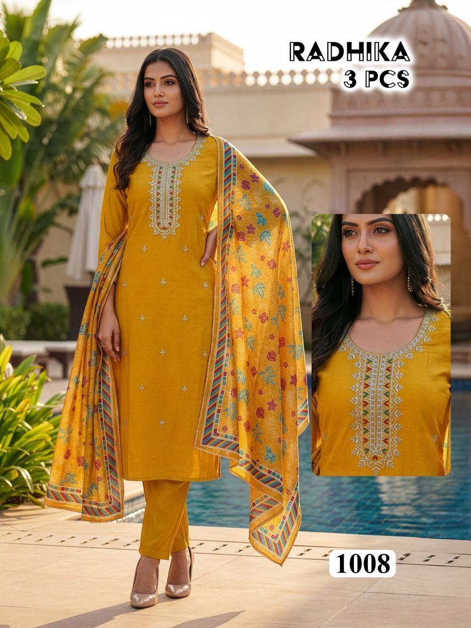 Radhika Vol 2 Vertican With Lining Kurti With Bottom Dupatta