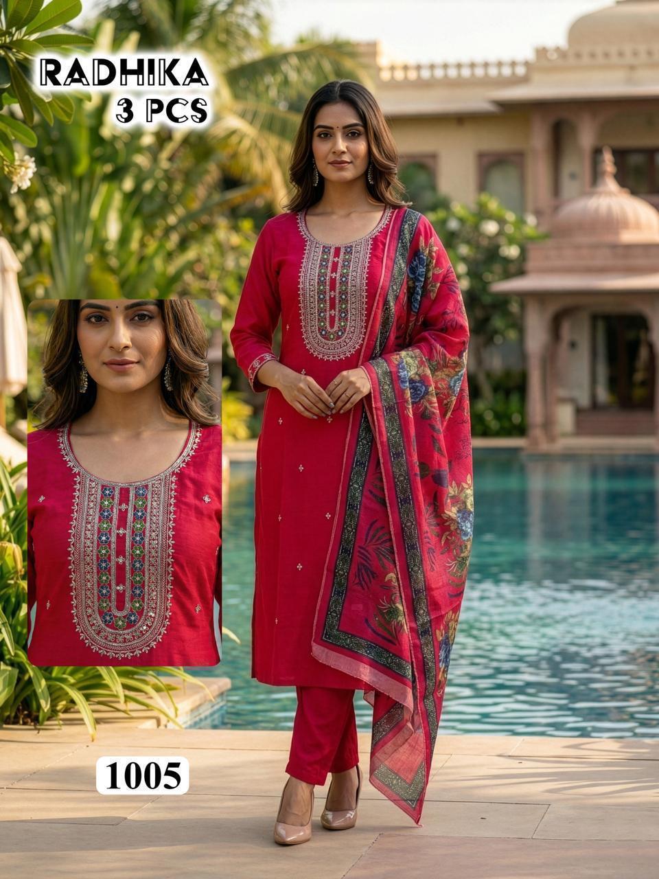 Radhika Vol 2 Vertican With Lining Kurti With Bottom Dupatta