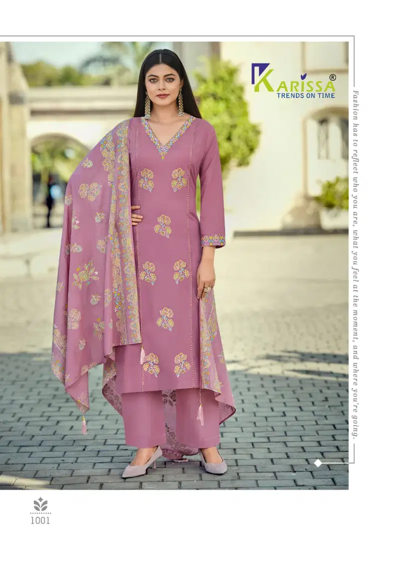 Karissa Sofia Pure Cotton Embroidered Kurti With Bottom Dupatta