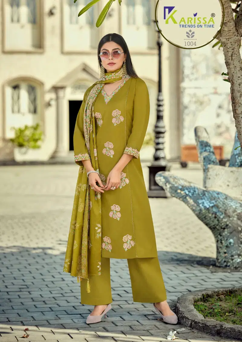 Karissa Sofia Pure Cotton Embroidered Kurti With Bottom Dupatta