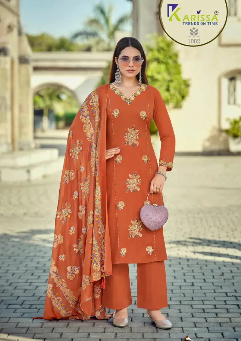 Karissa Sofia Pure Cotton Embroidered Kurti With Bottom Dupatta