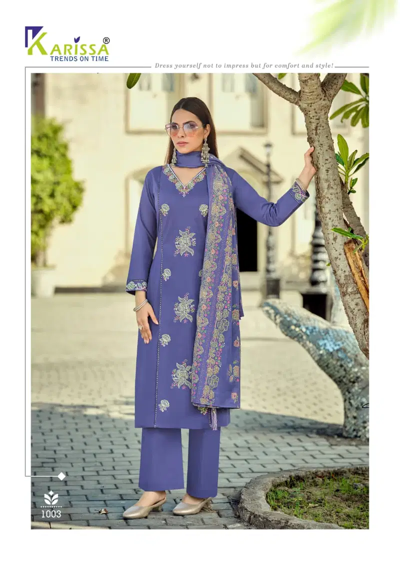 Karissa Sofia Pure Cotton Embroidered Kurti With Bottom Dupatta