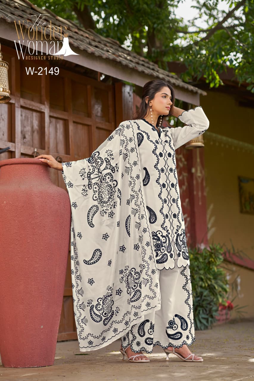 Wonder Women W 2149 Viscose Roman Silk Embroidery Kurti Bottom With Dupatta