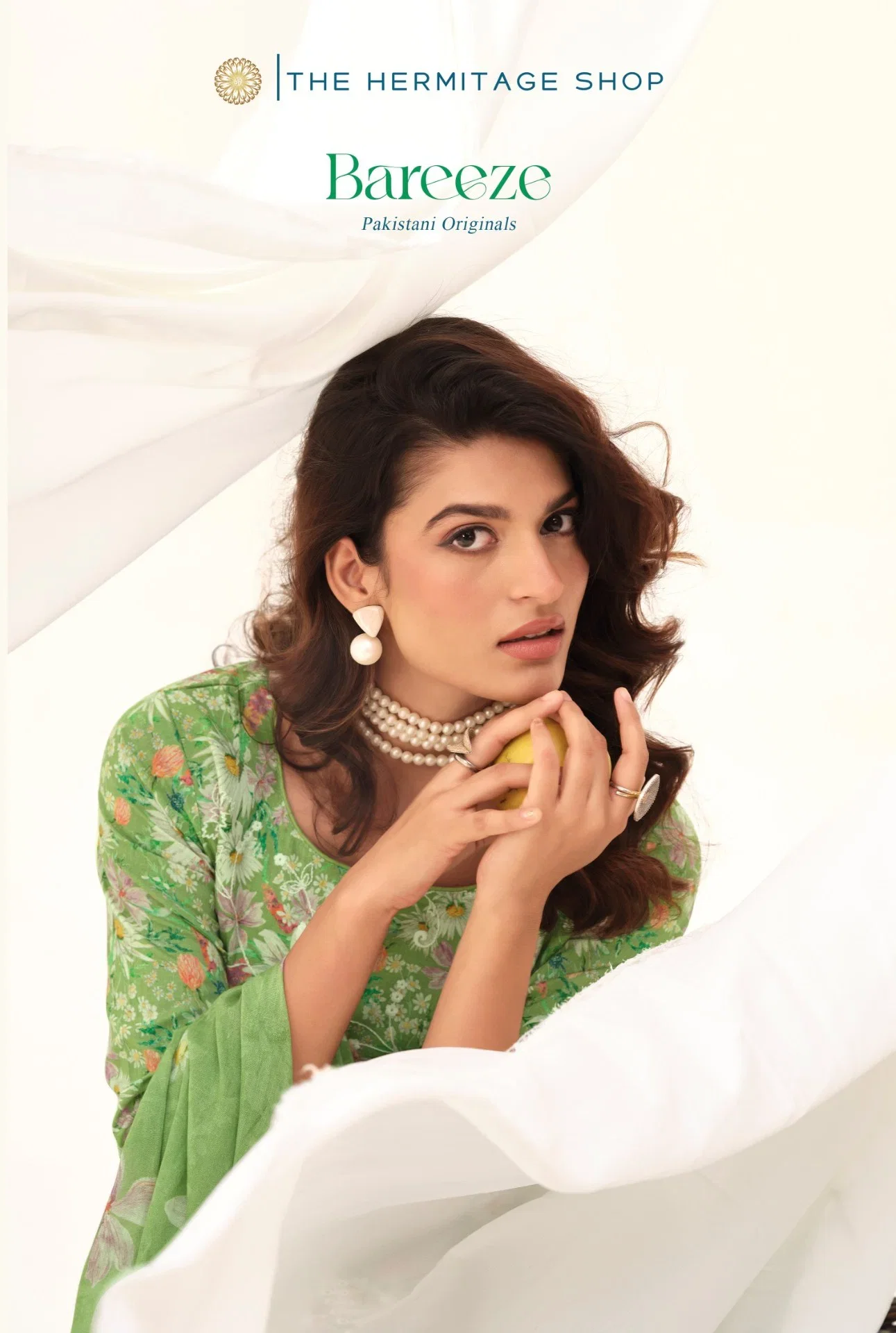 Hermitage Bareeze Lawn Cotton Embroidered Dress Material