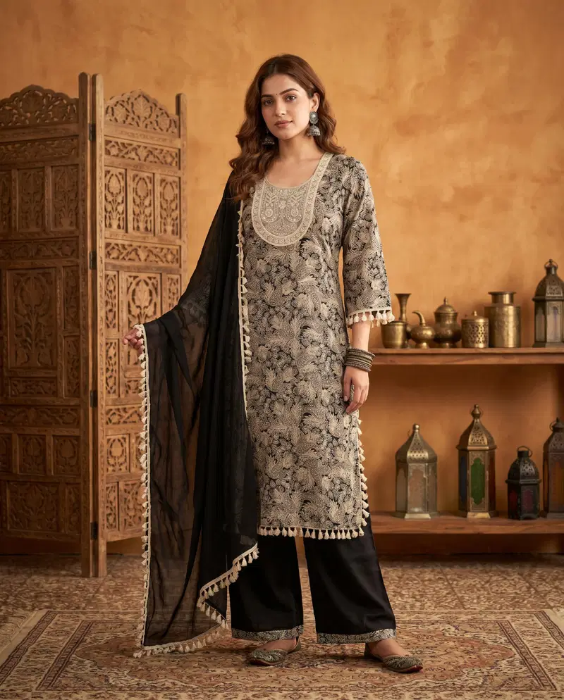 Naisha K 889 Rayon Discharge Printed Kurti With Bottom Dupatta
