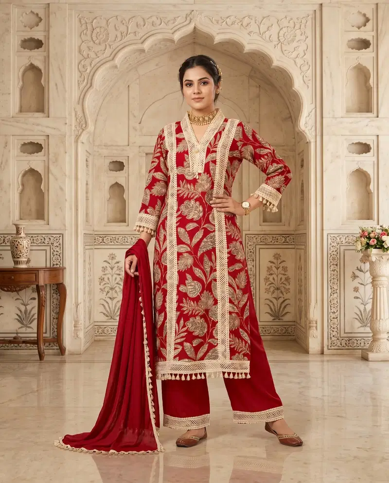 Naisha K 889 Rayon Discharge Printed Kurti With Bottom Dupatta