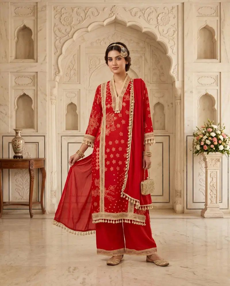 Naisha K 889 Rayon Discharge Printed Kurti With Bottom Dupatta