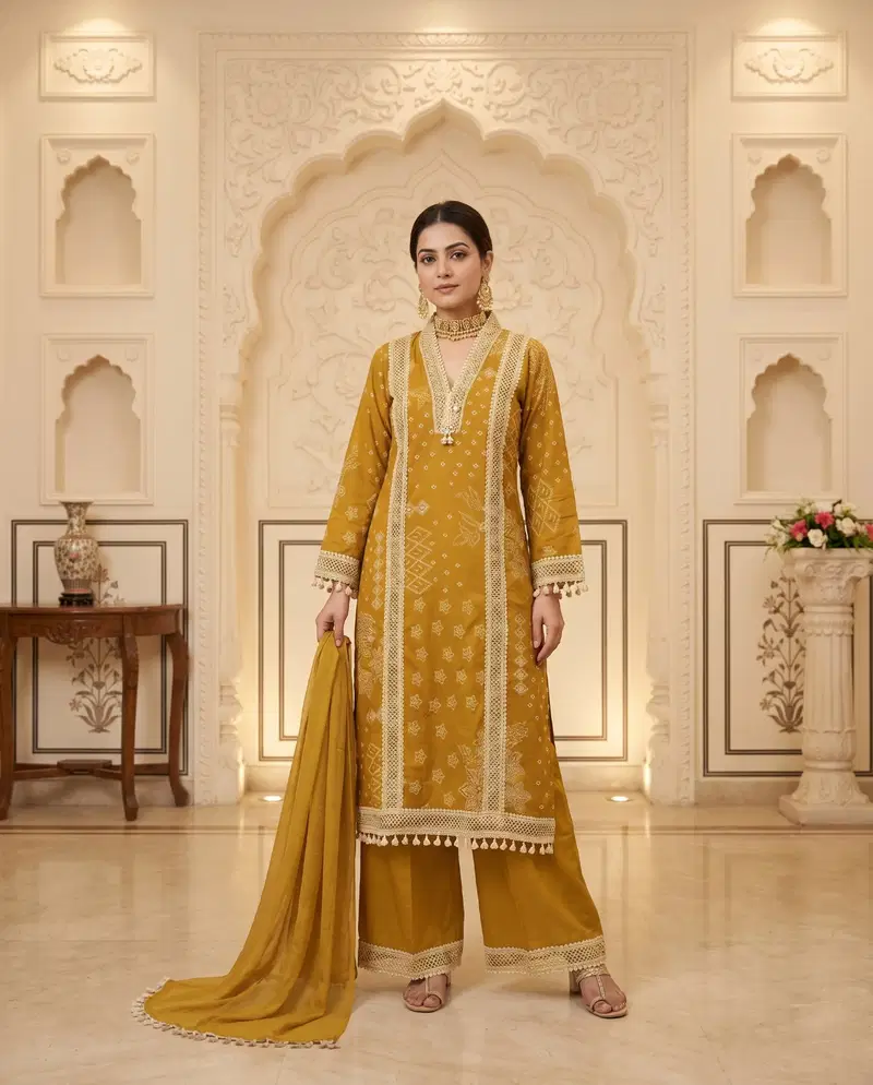 Naisha K 889 Rayon Discharge Printed Kurti With Bottom Dupatta