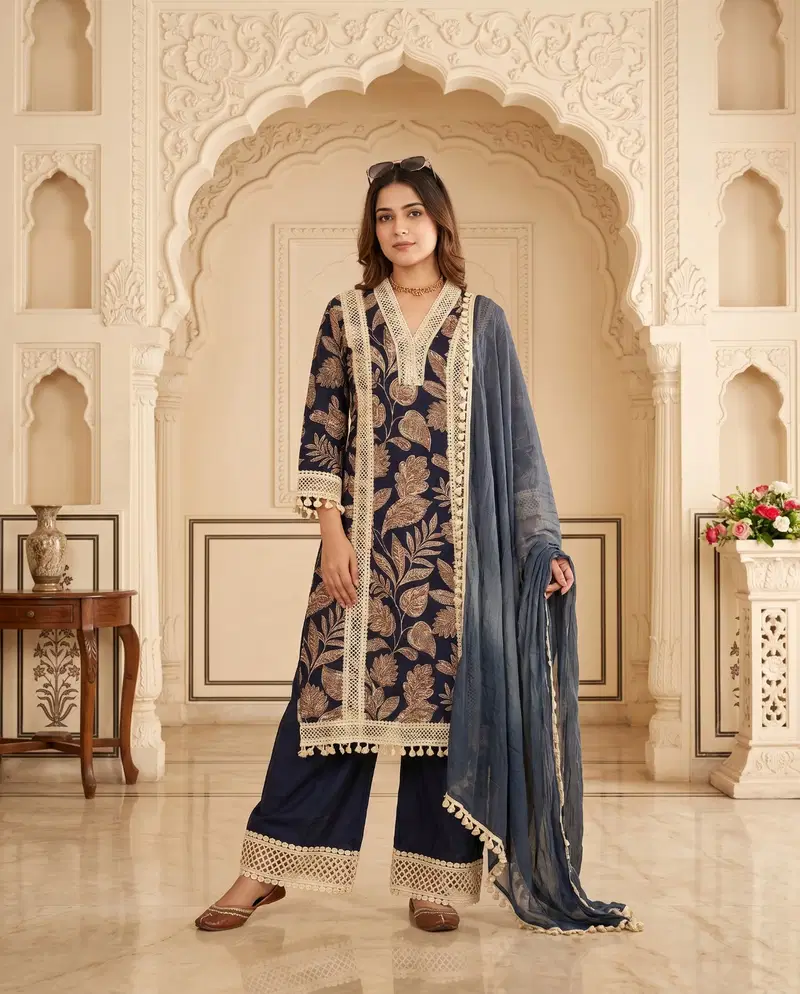 Naisha K 889 Rayon Discharge Printed Kurti With Bottom Dupatta
