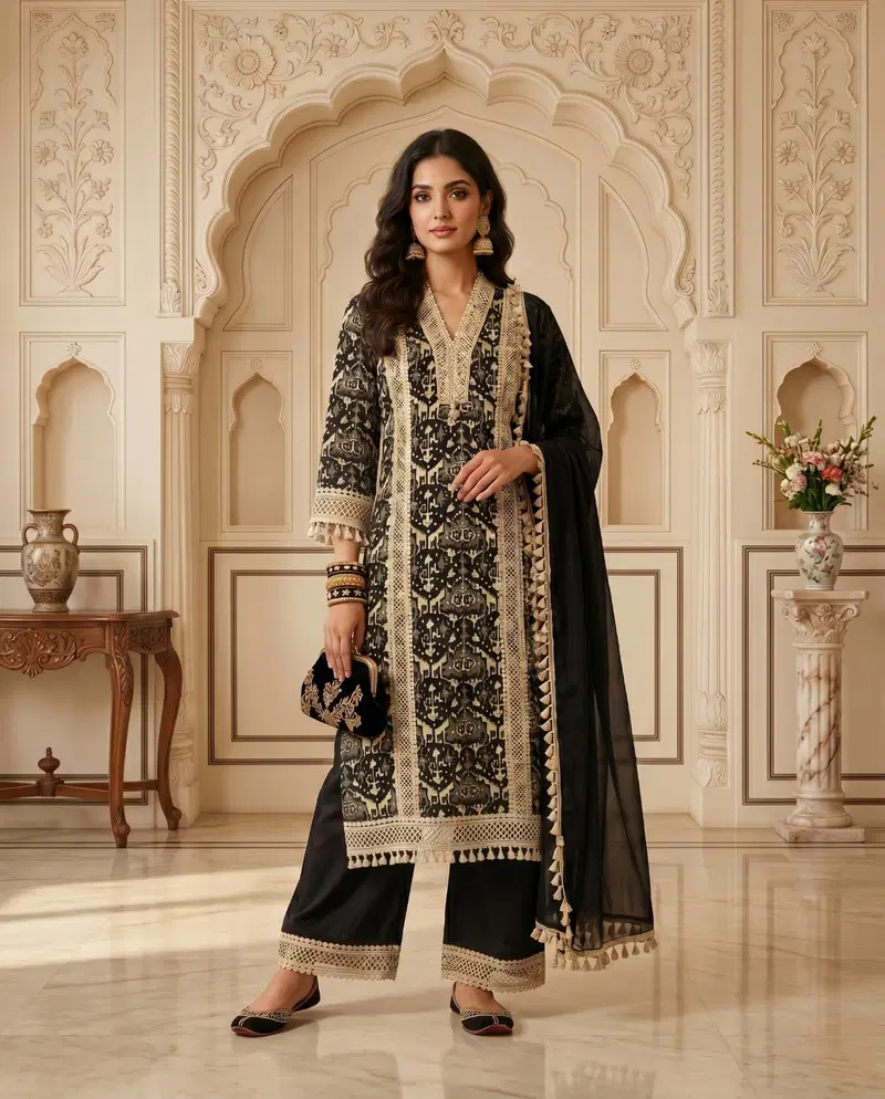 Naisha K 889 Rayon Discharge Printed Kurti With Bottom Dupatta