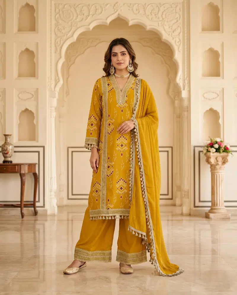 Naisha K 889 Rayon Discharge Printed Kurti With Bottom Dupatta