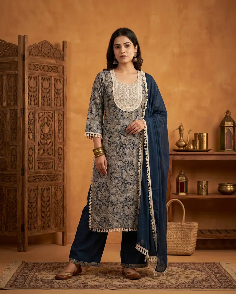 Naisha K 889 Rayon Discharge Printed Kurti With Bottom Dupatta