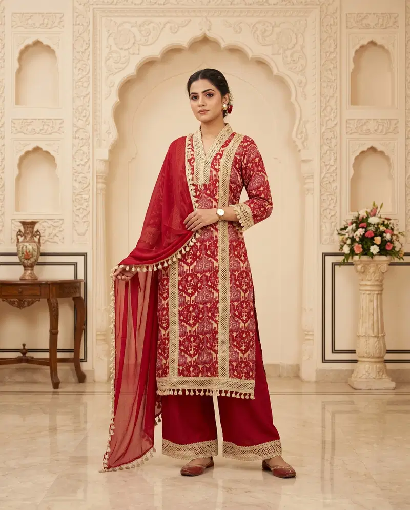 Naisha K 889 Rayon Discharge Printed Kurti With Bottom Dupatta