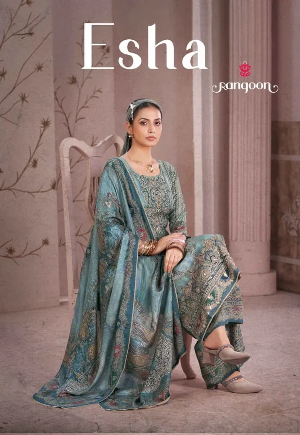 Rangoon Esha Muslin With Digital Printed Kurti With Bottom Dupatta