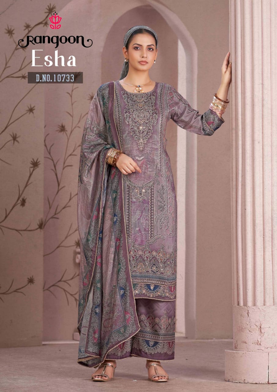 Rangoon Esha Muslin With Digital Printed Kurti With Bottom Dupatta