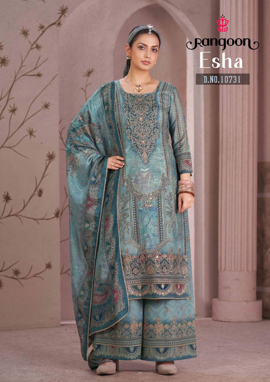 Rangoon Esha Muslin With Digital Printed Kurti With Bottom Dupatta