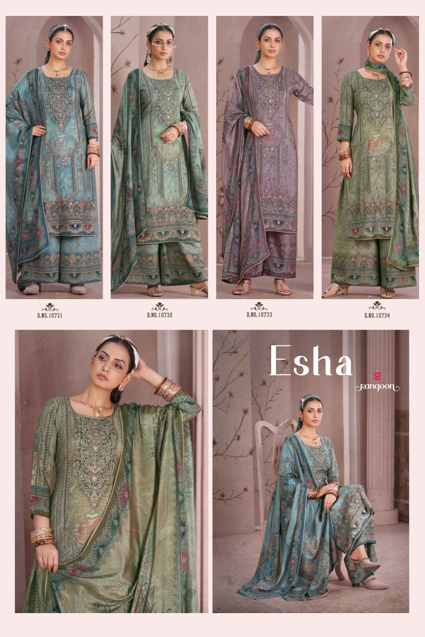 Rangoon Esha Muslin With Digital Printed Kurti With Bottom Dupatta