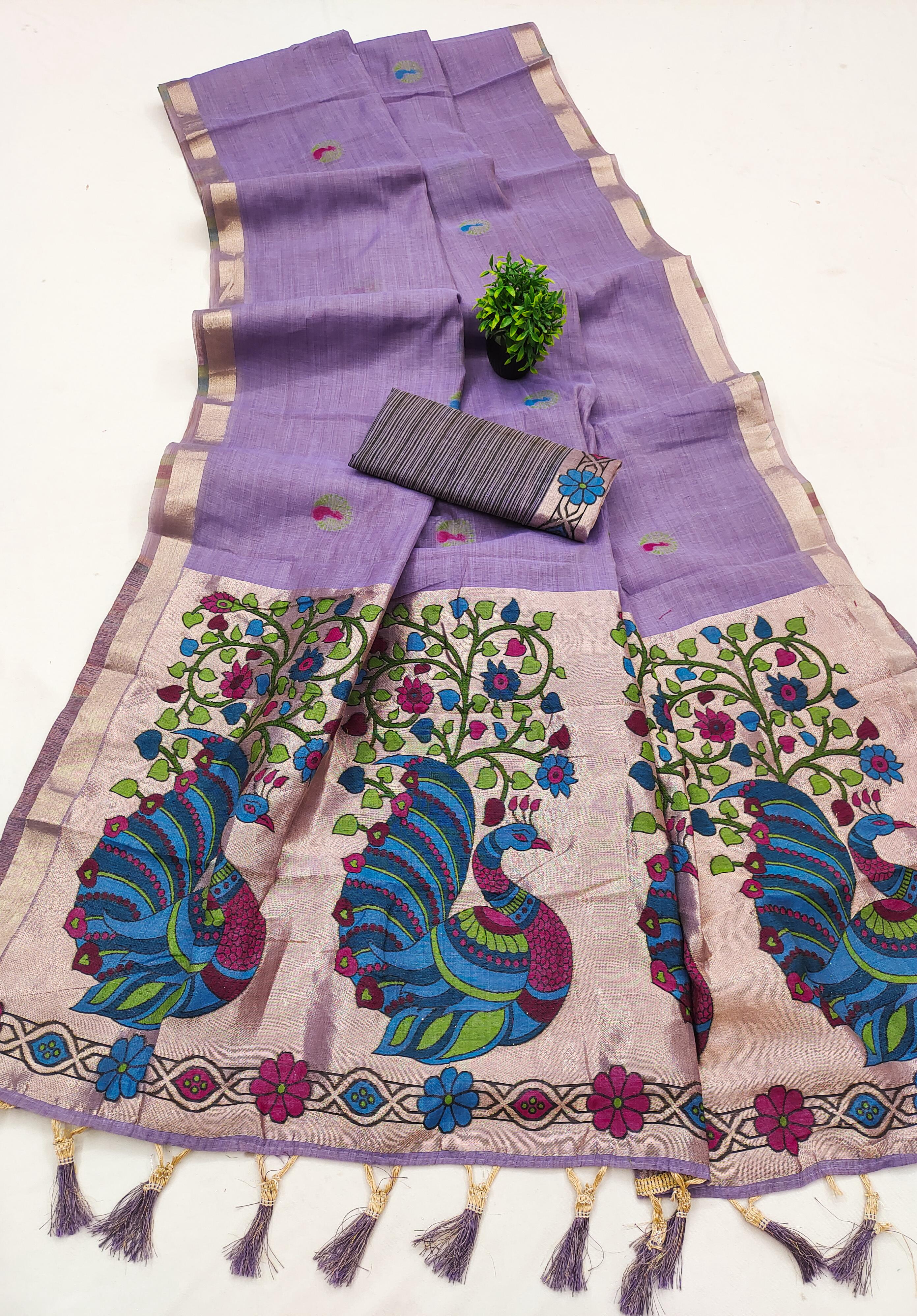 Lekha MN Muga Cotton Paithani Cotton Meenakari Saree
