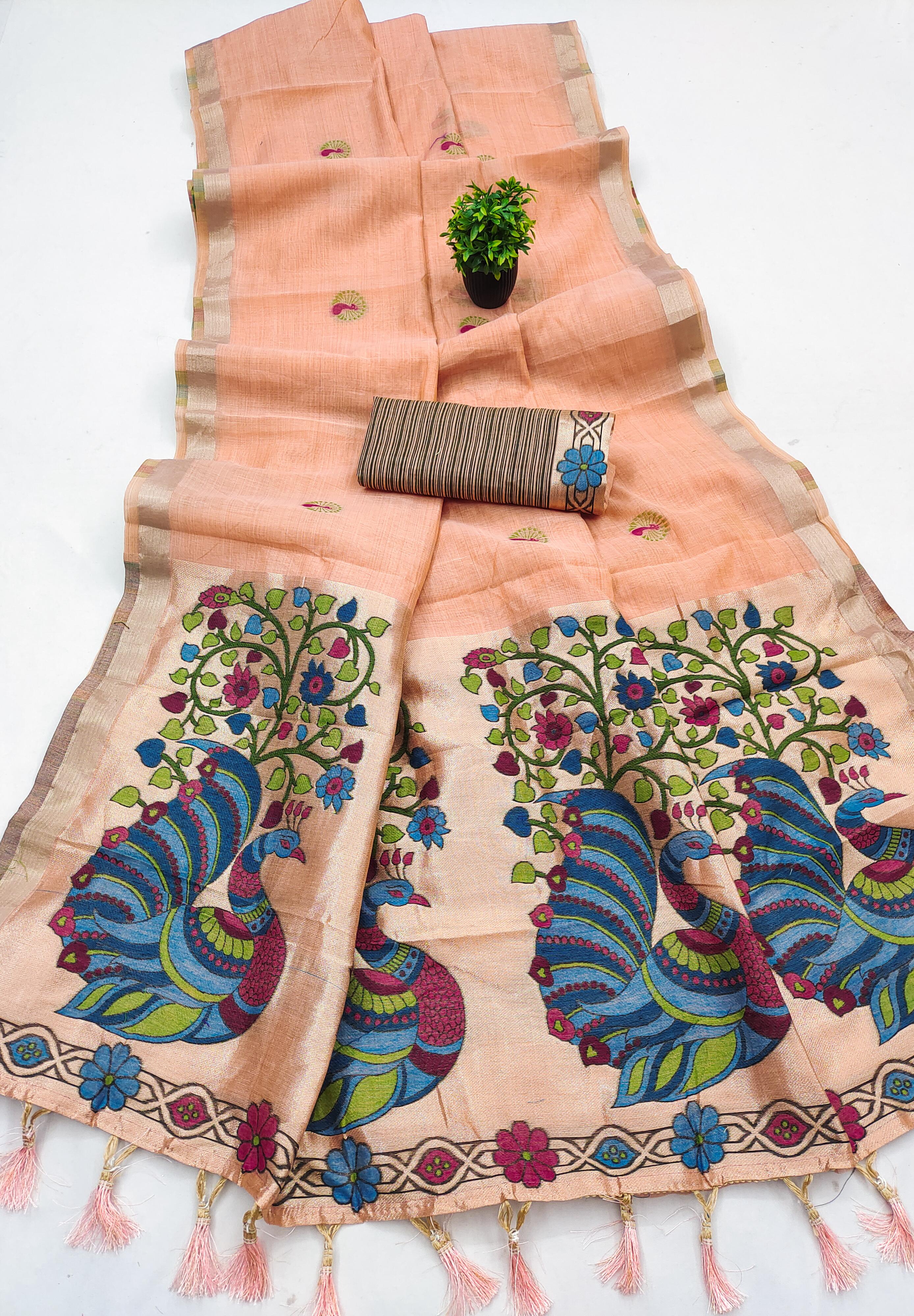Lekha MN Muga Cotton Paithani Cotton Meenakari Saree