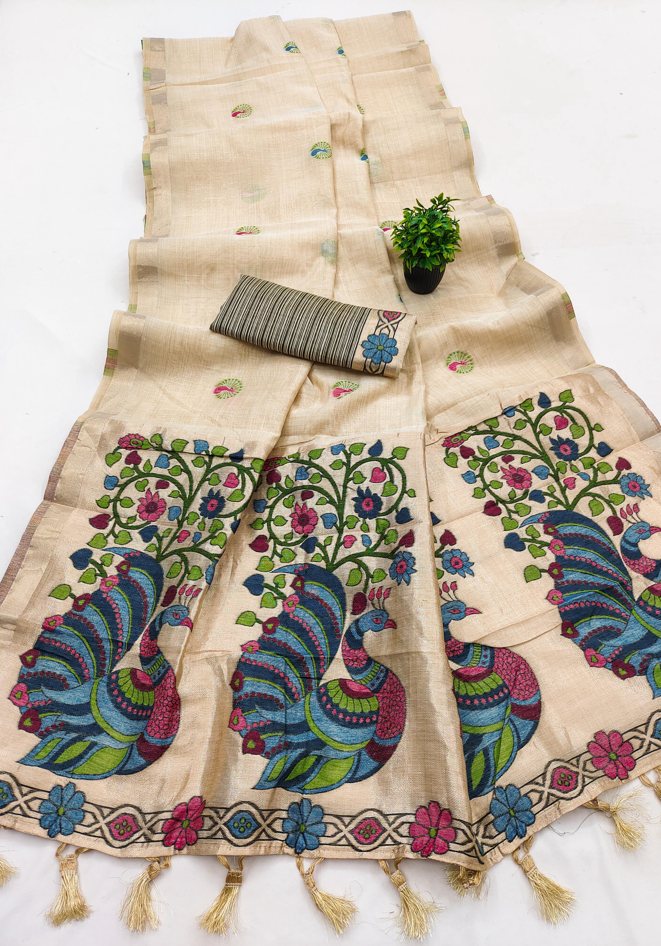 Lekha MN Muga Cotton Paithani Cotton Meenakari Saree