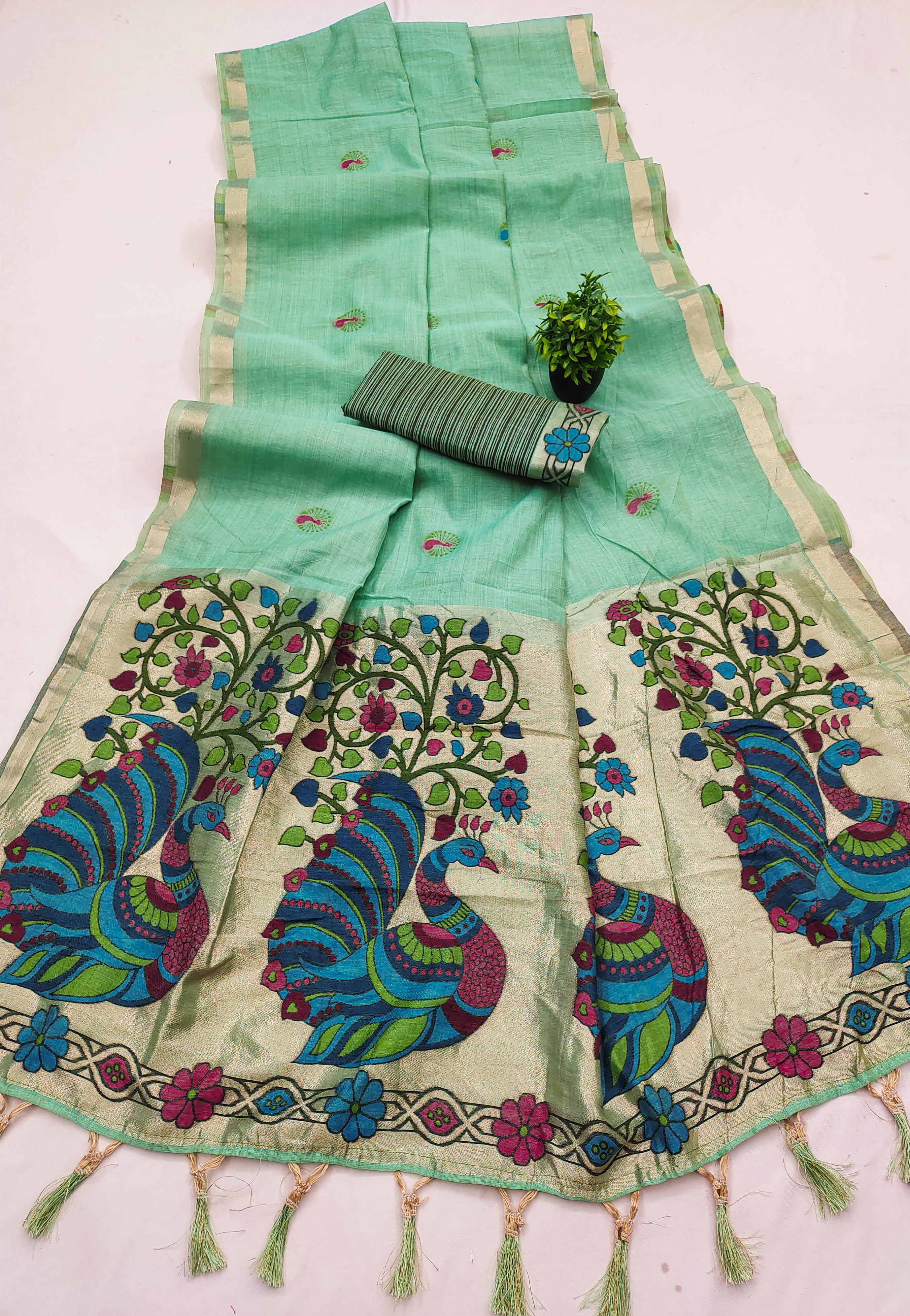 Lekha MN Muga Cotton Paithani Cotton Meenakari Saree