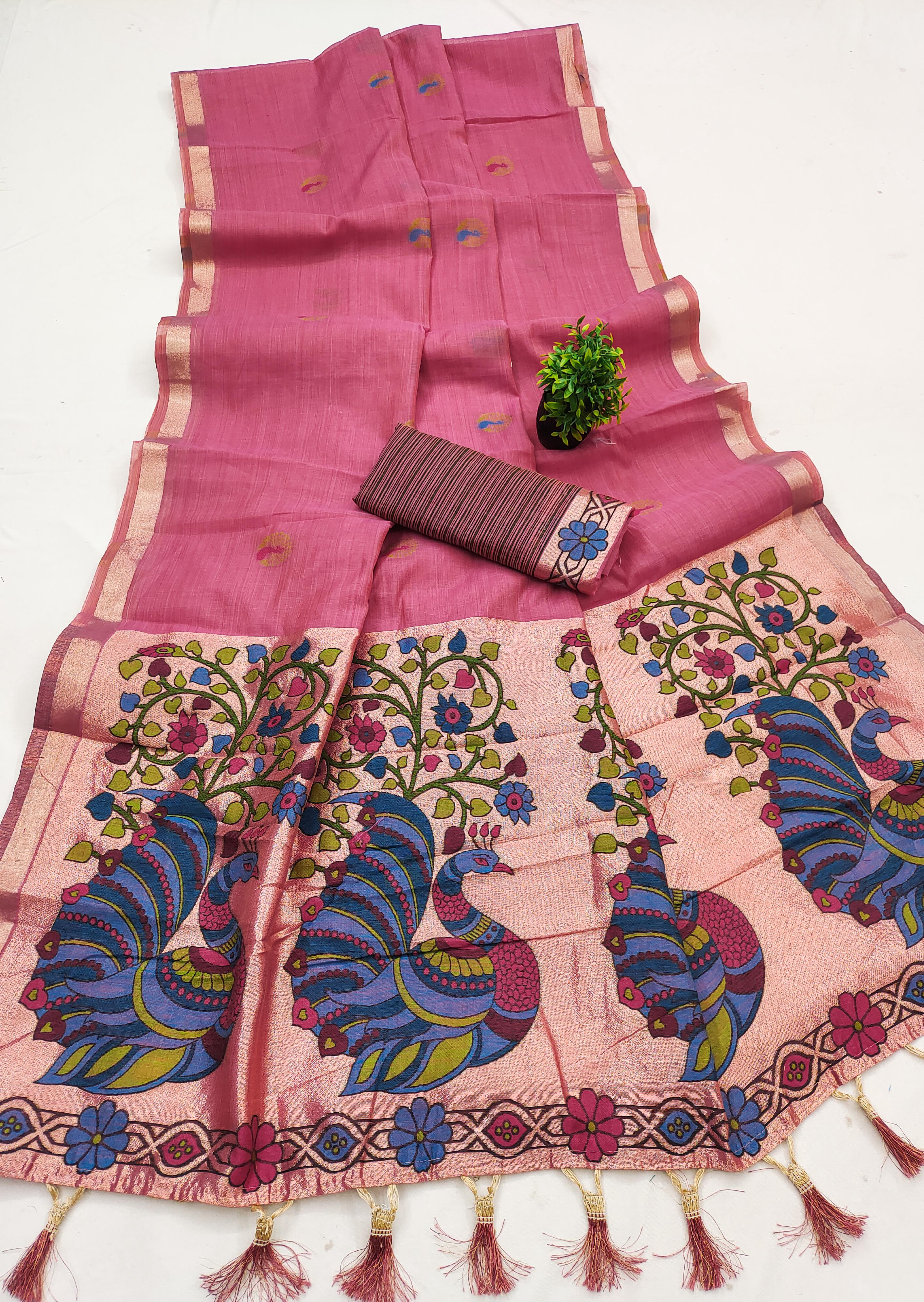 Lekha MN Muga Cotton Paithani Cotton Meenakari Saree