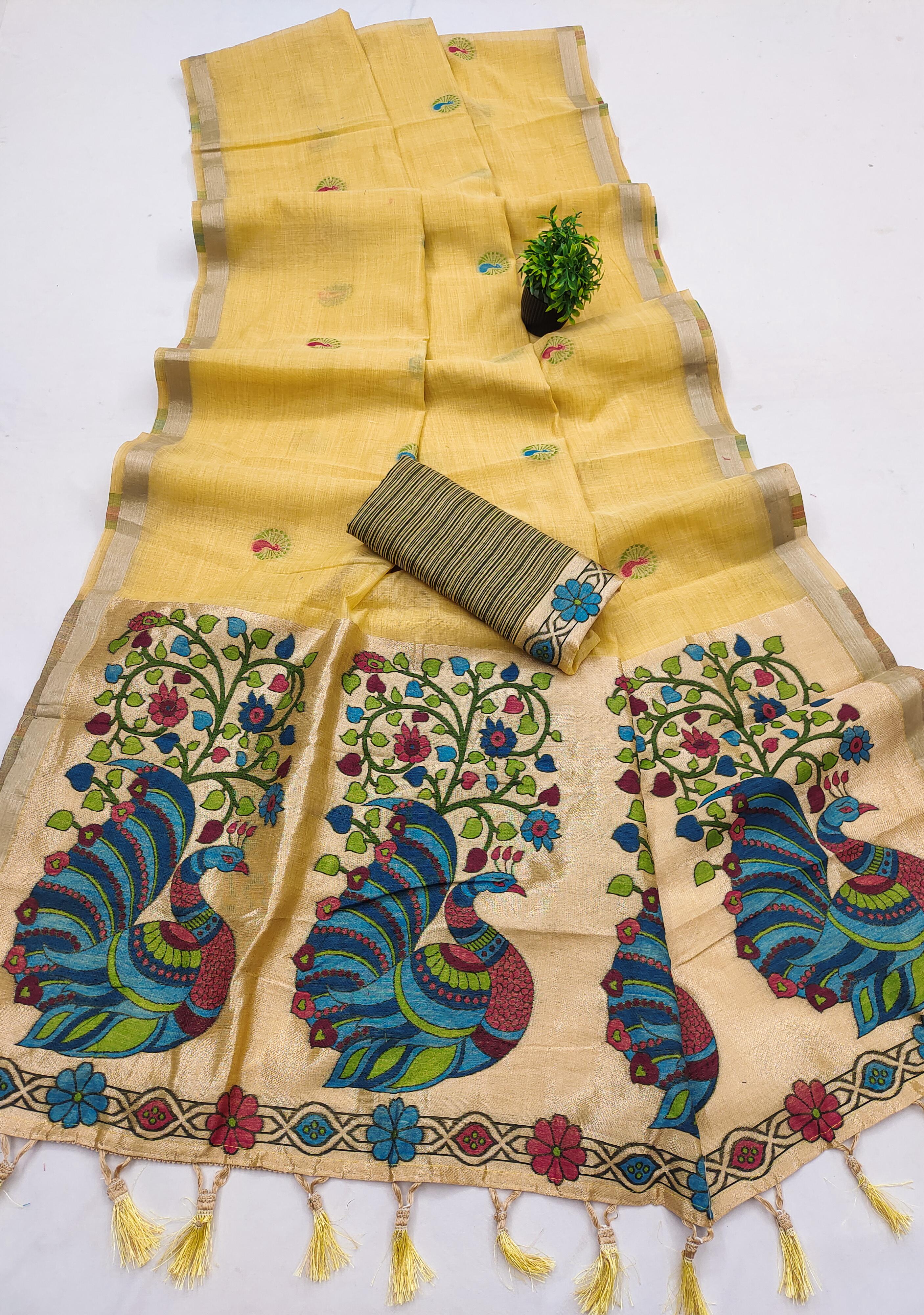 Lekha MN Muga Cotton Paithani Cotton Meenakari Saree