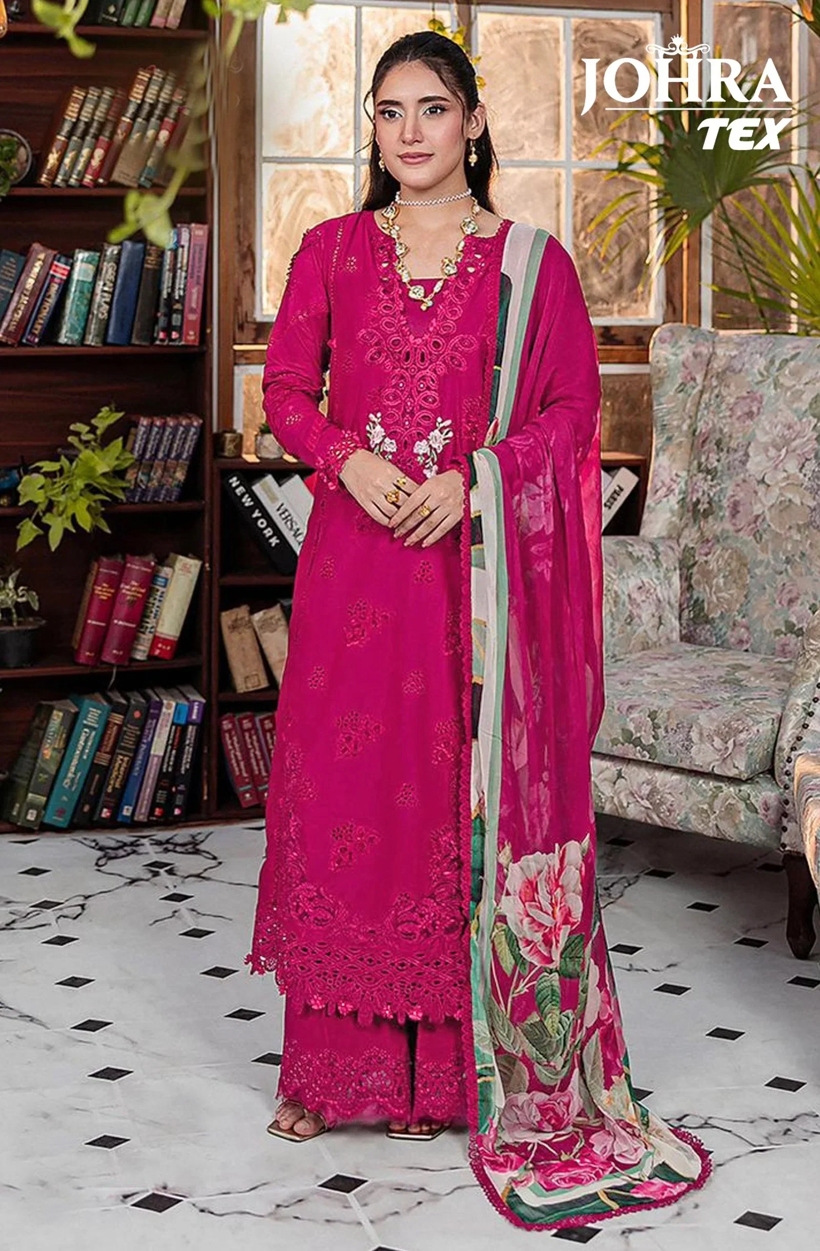 Johra Tex 184 C Cambric Cotton Embroidery Pakistani Salwar Suits