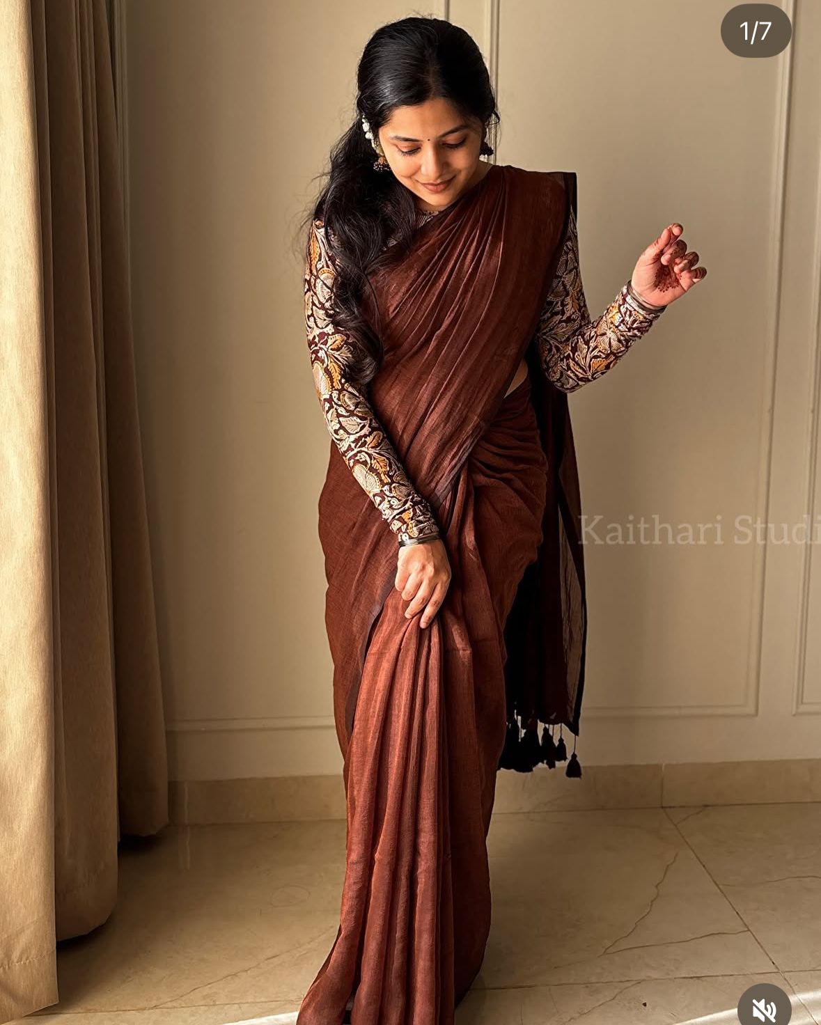 Lekha CF 256 Khadi Cotton Plain Saree With Readymade Printed Blouse