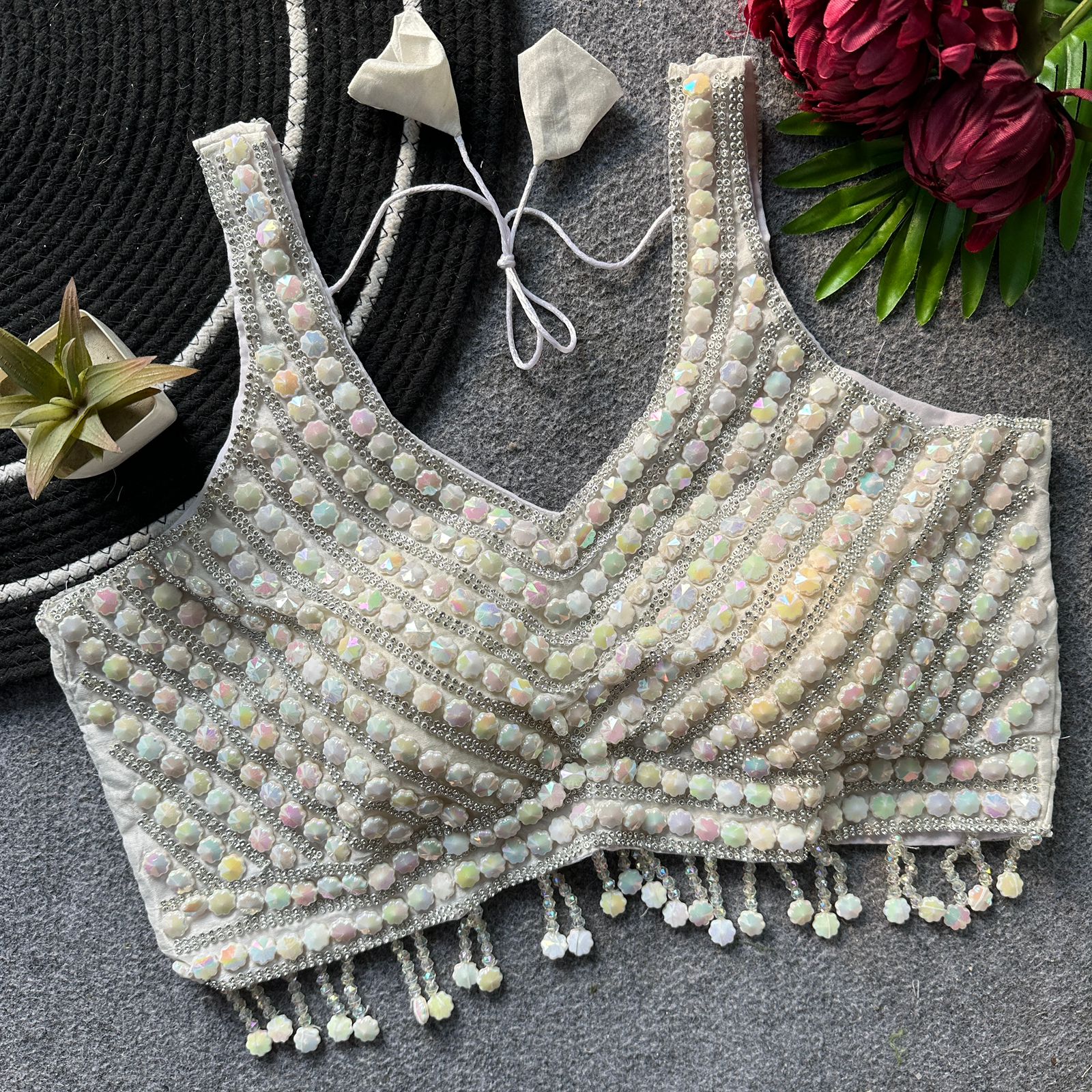 Ruh Sahiba Pure Silk Pearl Handwork Blouse