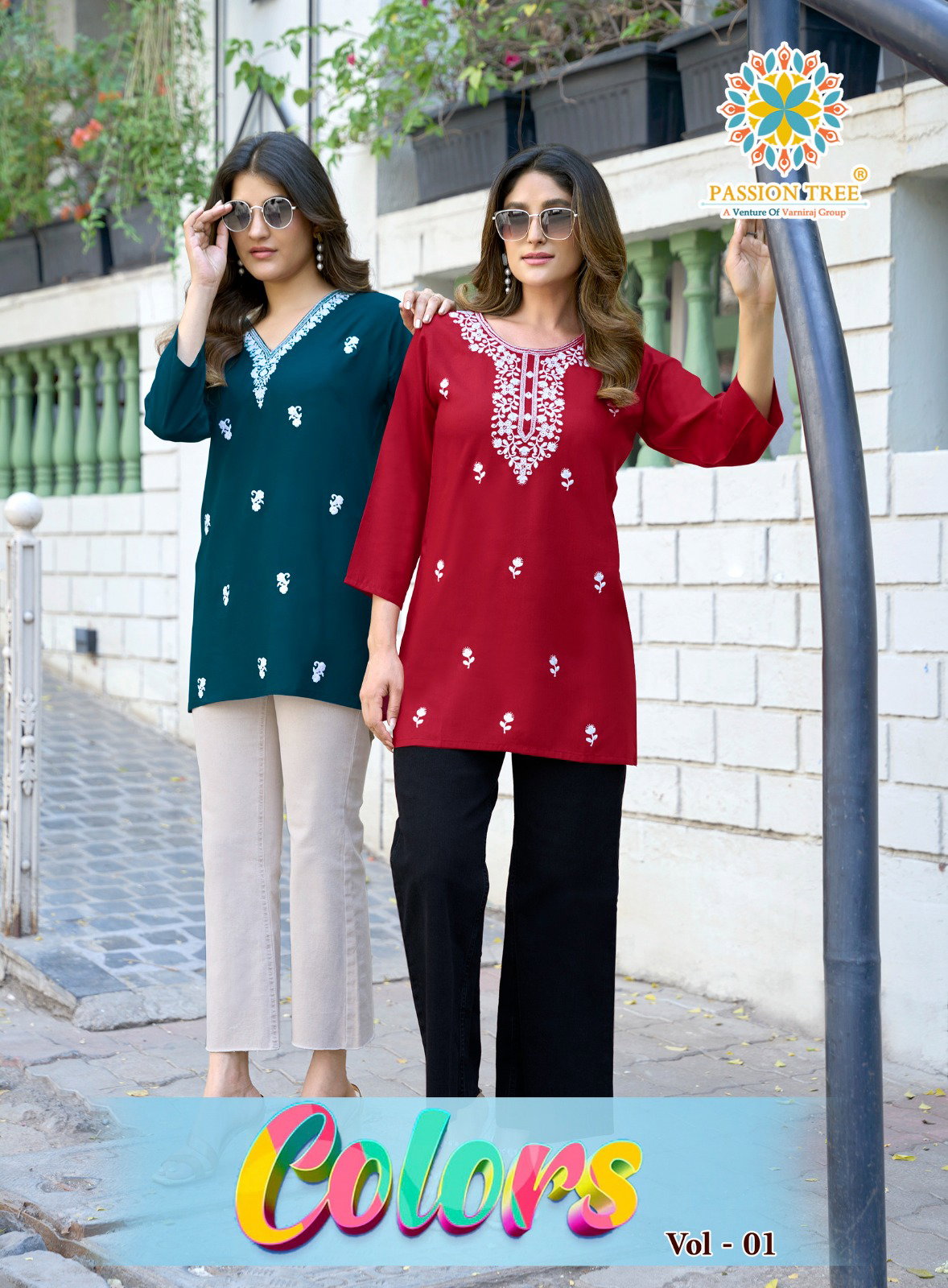 Colors Vol 1 By Passion Tree Heavy Rayon Lukhnowi Work Short Top
