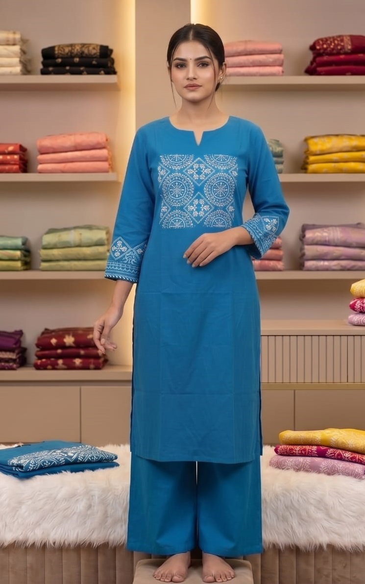 Lekha Sal 28 Tesla Silk Embroidery Kurti With Plazzo