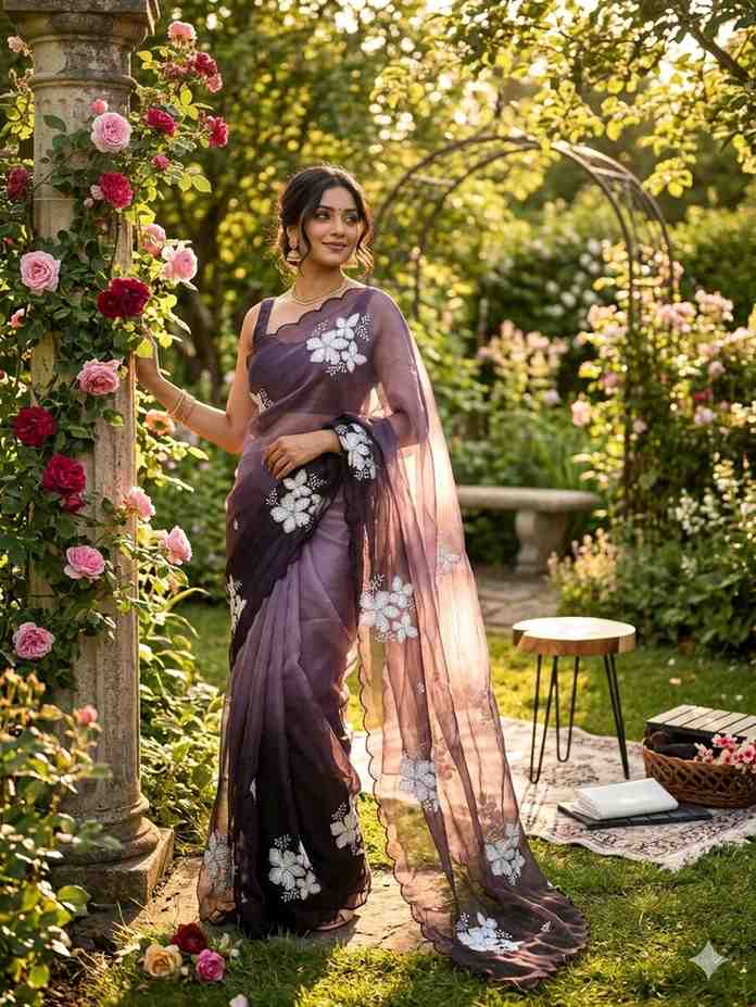 Kc 876 Jimmy Choo Shaded Sequence Worked Saree Collection