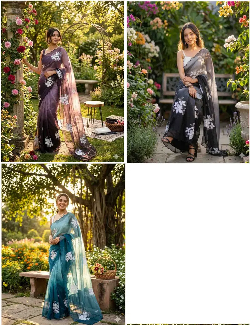 Kc 876 Jimmy Choo Shaded Sequence Worked Saree Collection
