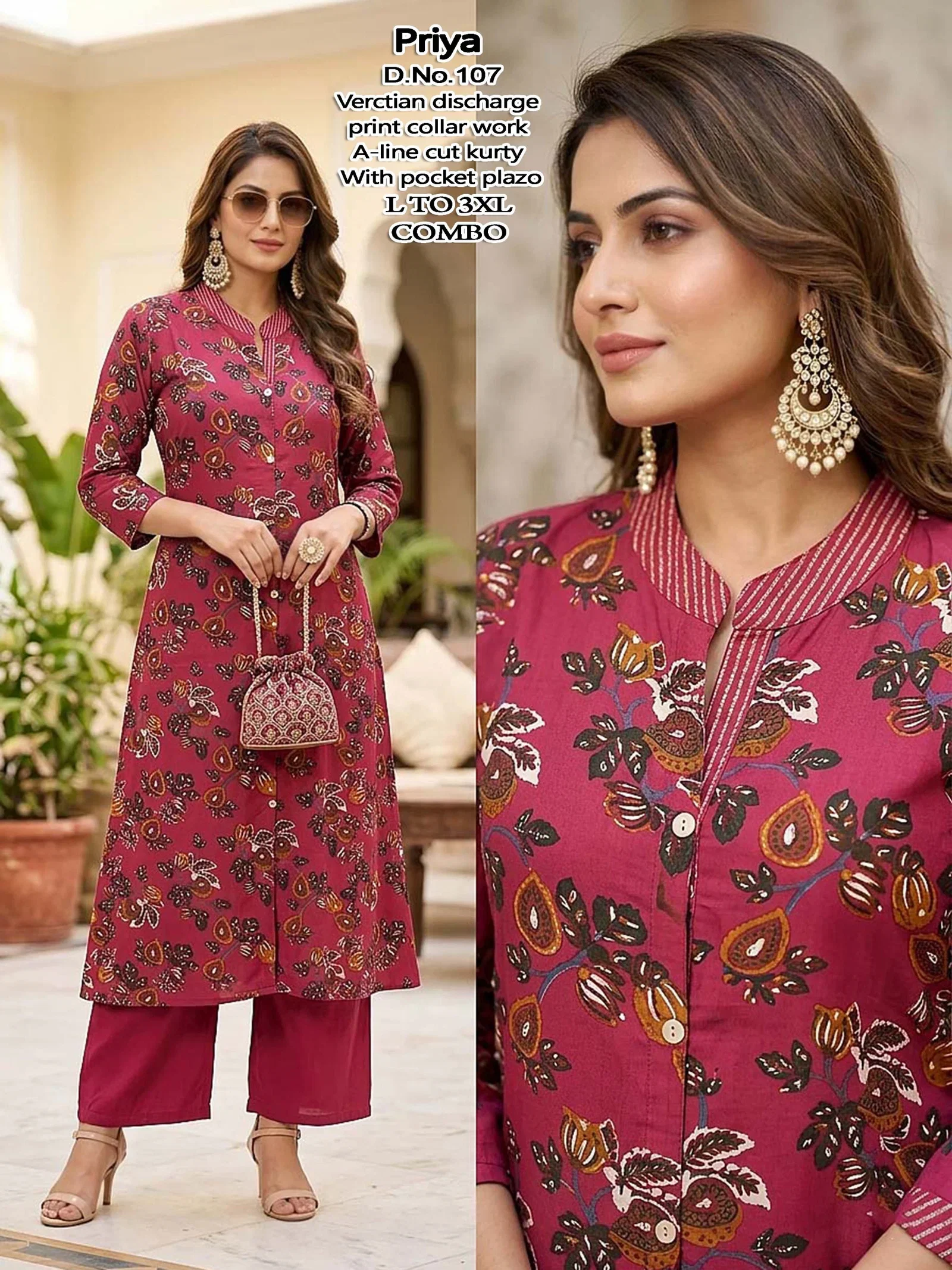 Priya Vol 8 Vertican Silk Printed Kurti With Bottom Collection