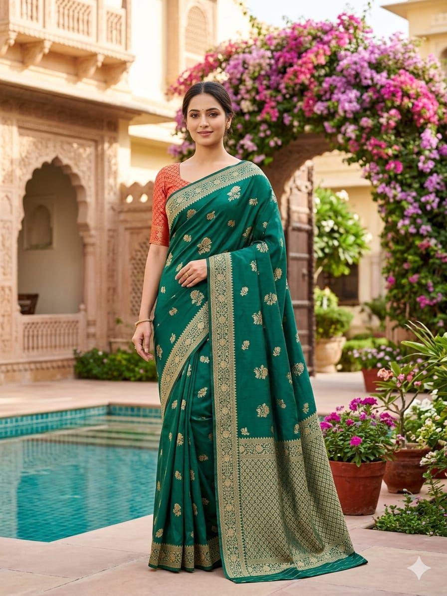 NCO 171 Soft Lichi Silk Jacquard Work All Over Saree