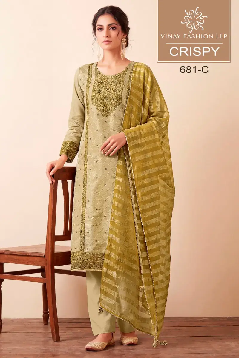 Vinay Kuleesh Cripsy Kanjivaram Silk Jacquard Worked Salwar Kameez