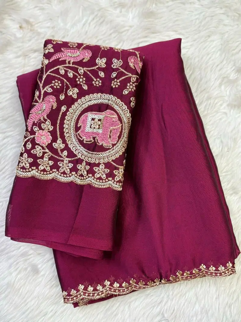 Maniratan Ah Black Rangoli Elephant Embroidery Saree Collection
