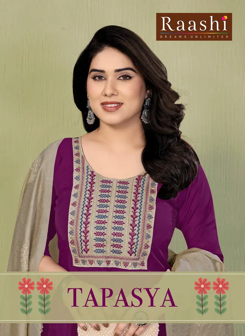 Raashi Tapasya Roman Silk Embroidered Anarkali Kurti With Dupatta