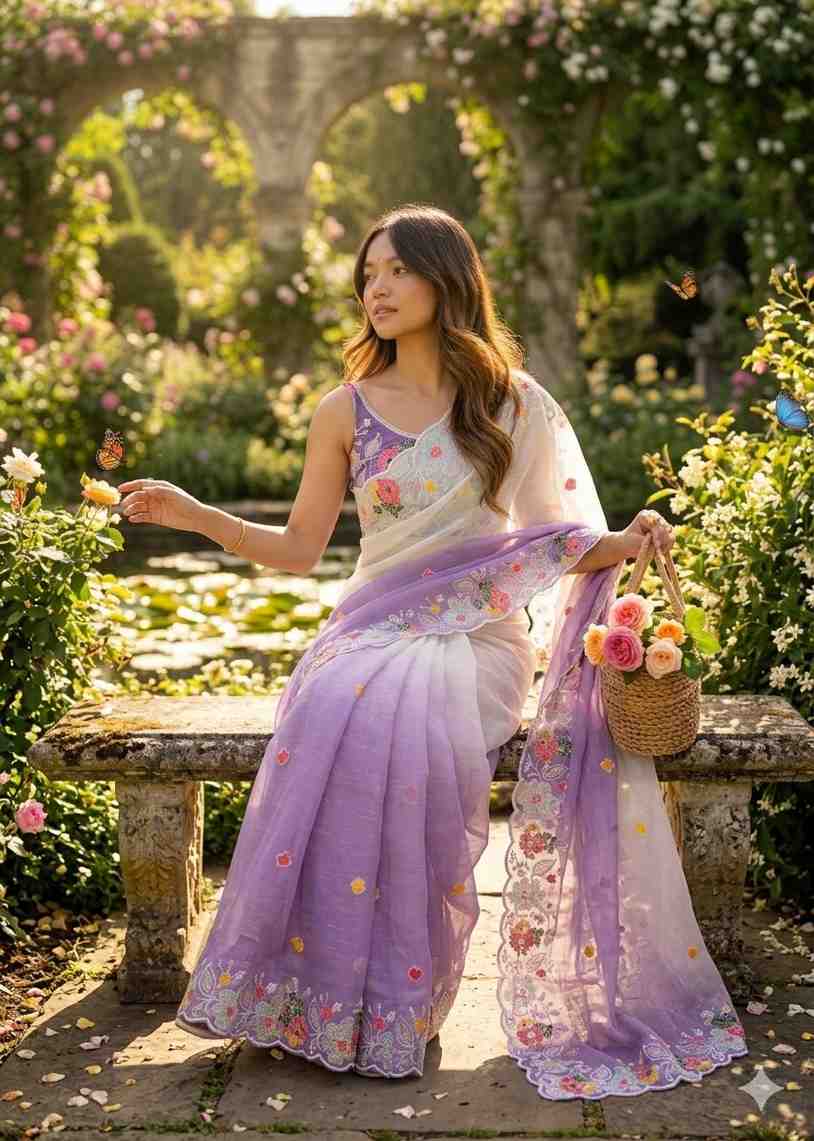 Ds 767 Crush Silk Embroidery Worked Party Wear Saree Collection