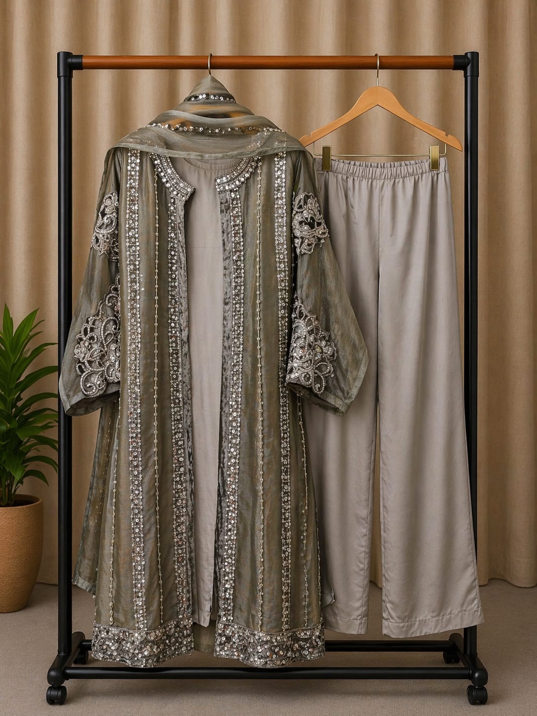 Luxury Pret LPC 345 Burberry silk with embroidery koti With Inner bottom Dupatta Collation 