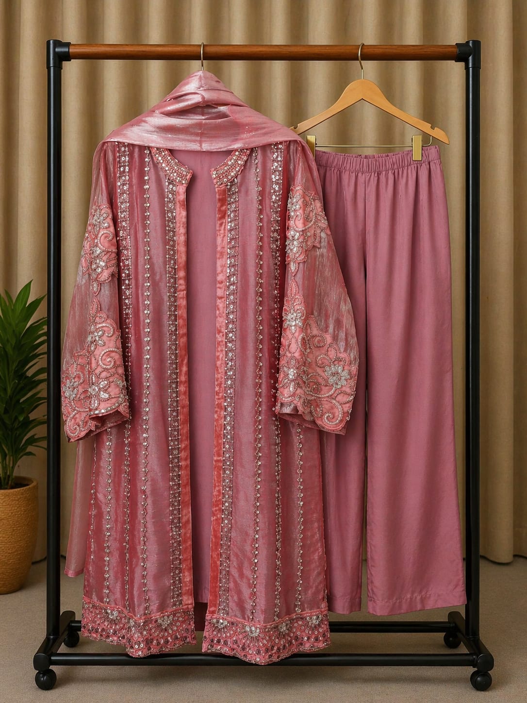 Luxury Pret LPC 345 Burberry silk with embroidery koti With Inner bottom Dupatta Collation 
