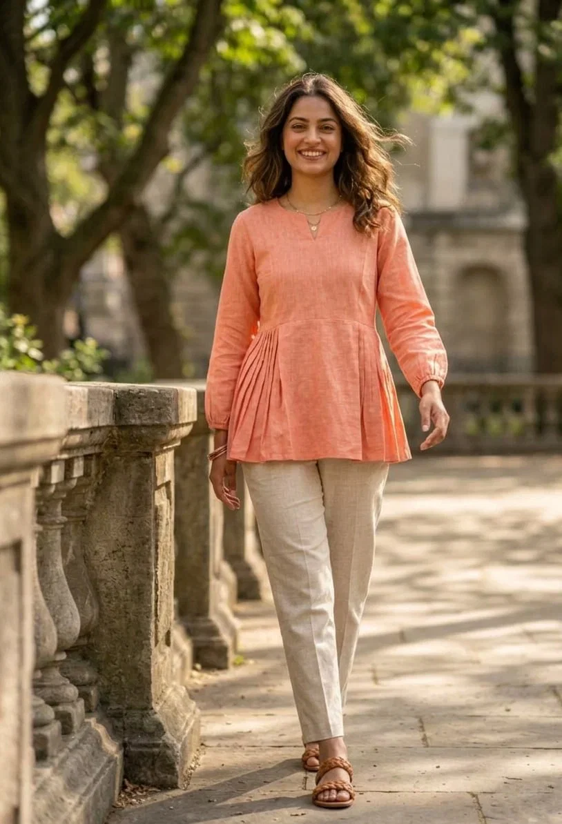 Lw 9334 Linen Cotton Tops With Bottom Collection