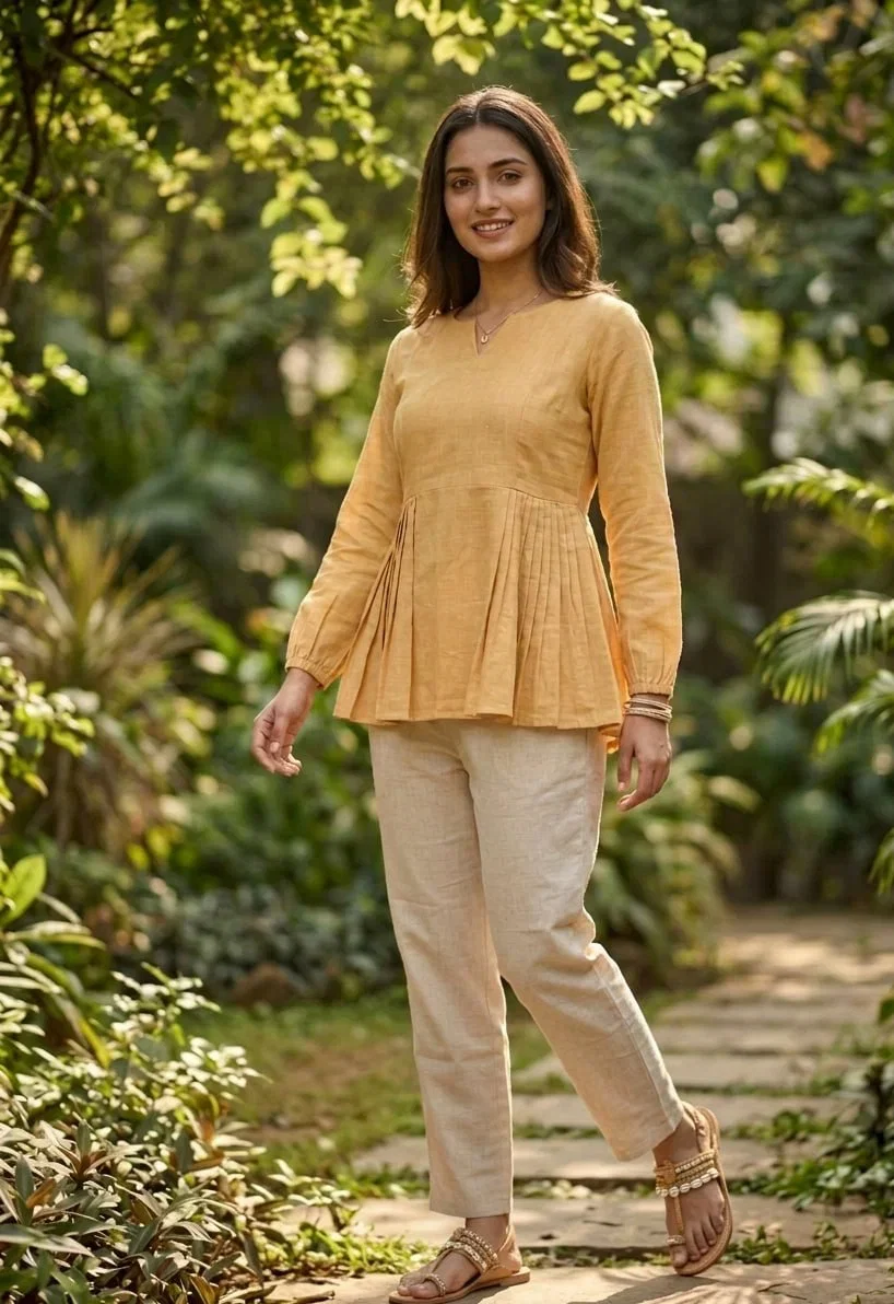 Lw 9334 Linen Cotton Tops With Bottom Collection