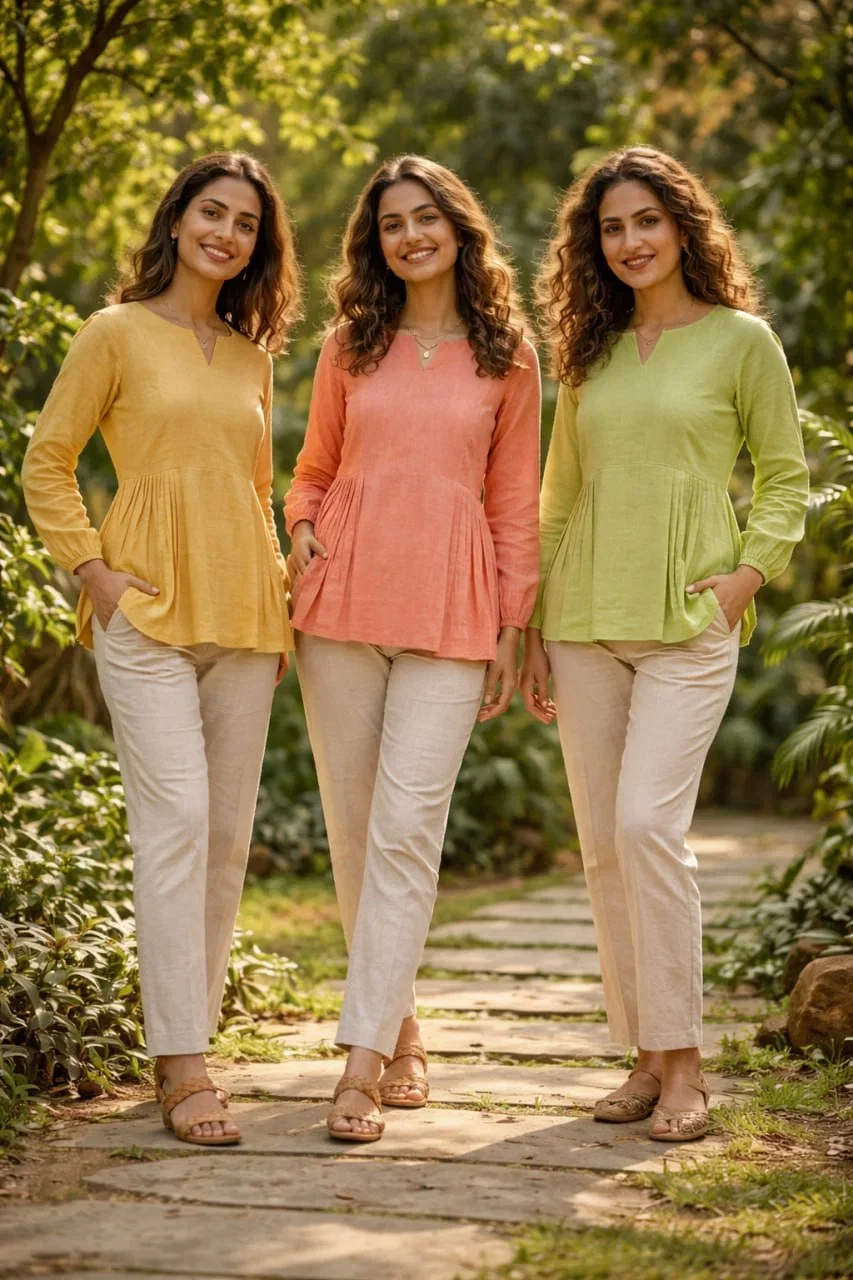 Lw 9334 Linen Cotton Tops With Bottom Collection