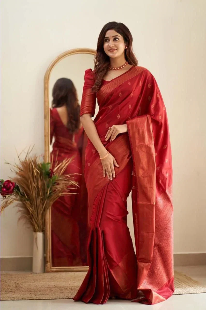 Soft Silk 5088 Lichi Silk Jacquard Worked Saree Collection