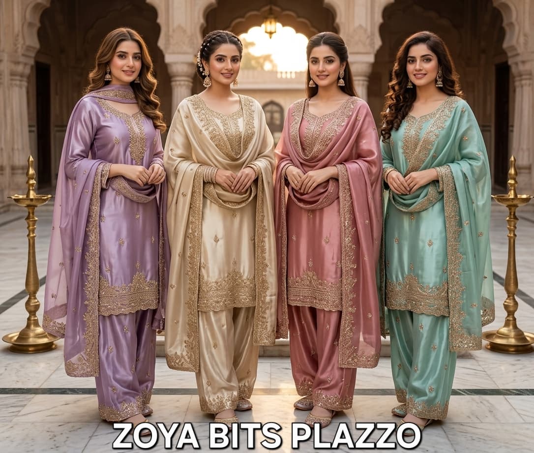 FM Zoya Bits Plazzo Ho Silk Readymade Top PLazo With Dupatta Set
