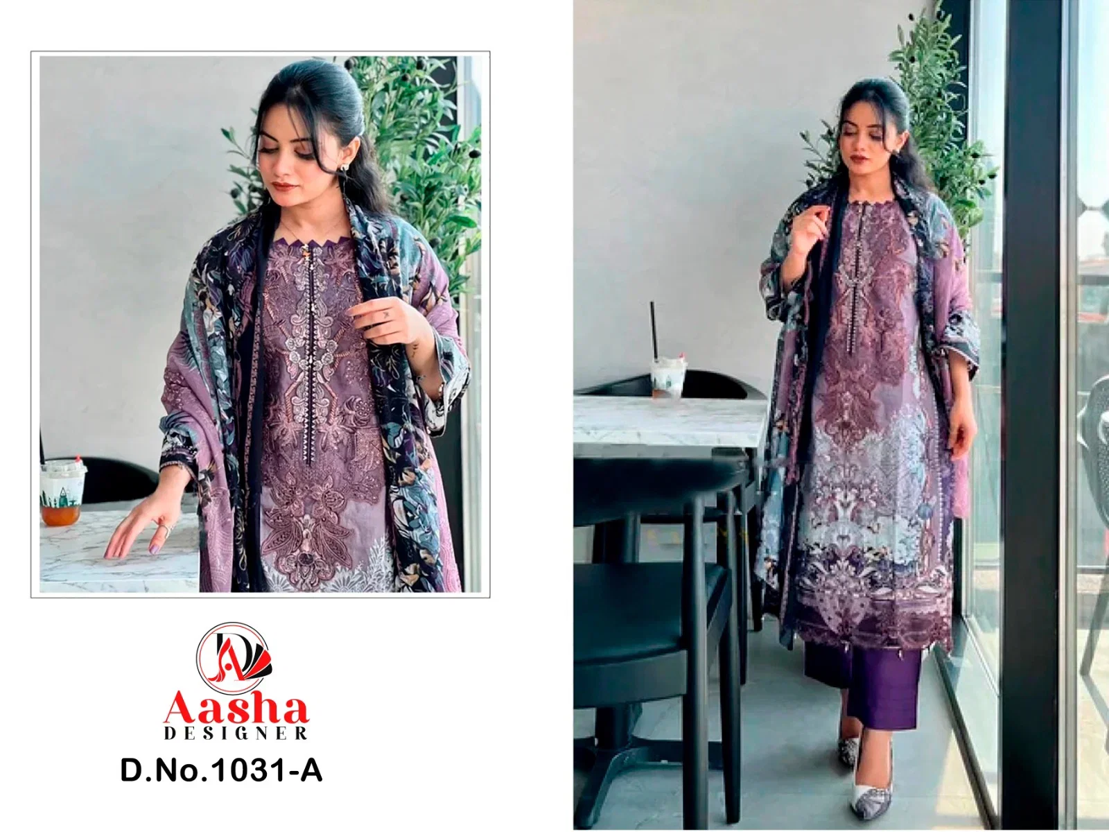 Aasha 1031 A And B Cotton Dupatta Cotton Print With Embroidered Salwar Kameez