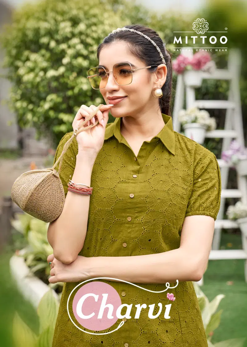 Mittoo Charvi Cotton Boring Work Fancy Top With Bottom Collection