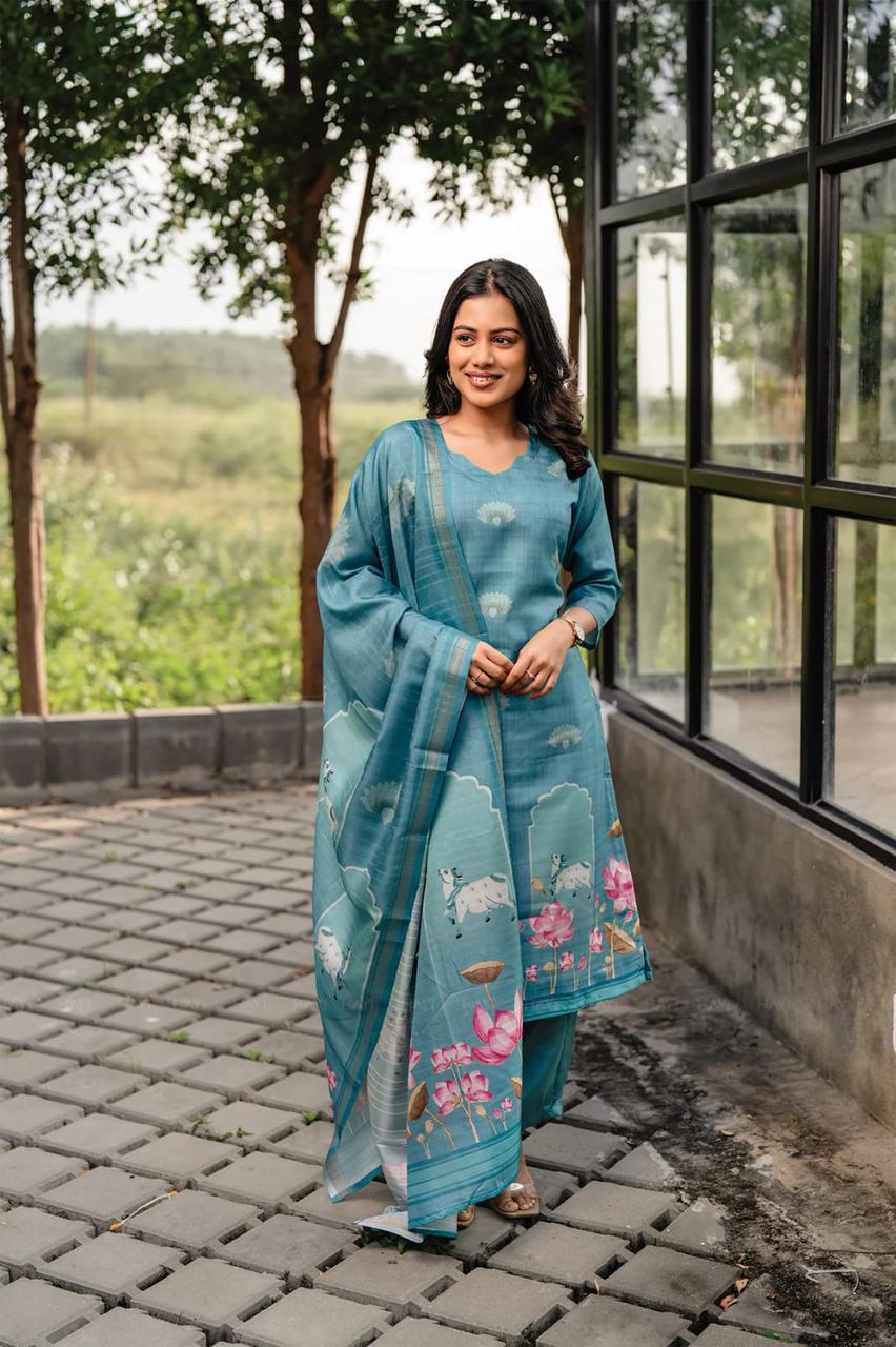 NCO 172 Cotton Printed Kurti Bottom With Dupatta
